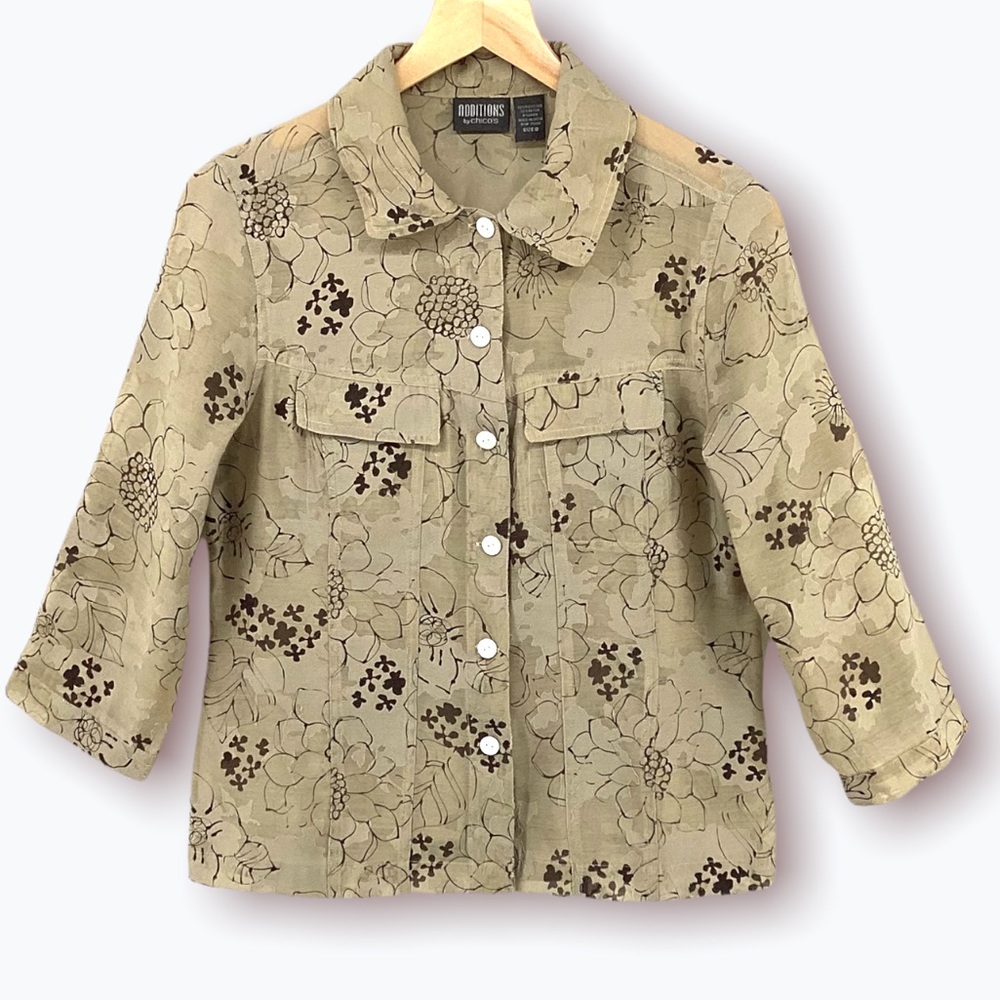 CHICOS LINEN BLEND LIGHTWEIGHT TOP